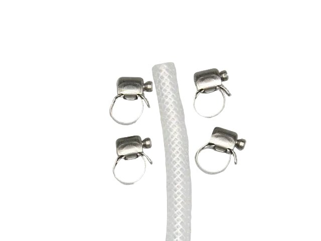 Silikon Gewebeschlauch Schlauch Innen ID 4,2 x 2 mm  8,2 mm Außen+ Schraubschellen R+S / Klemme Oetiker Lebensmitteleicht weich