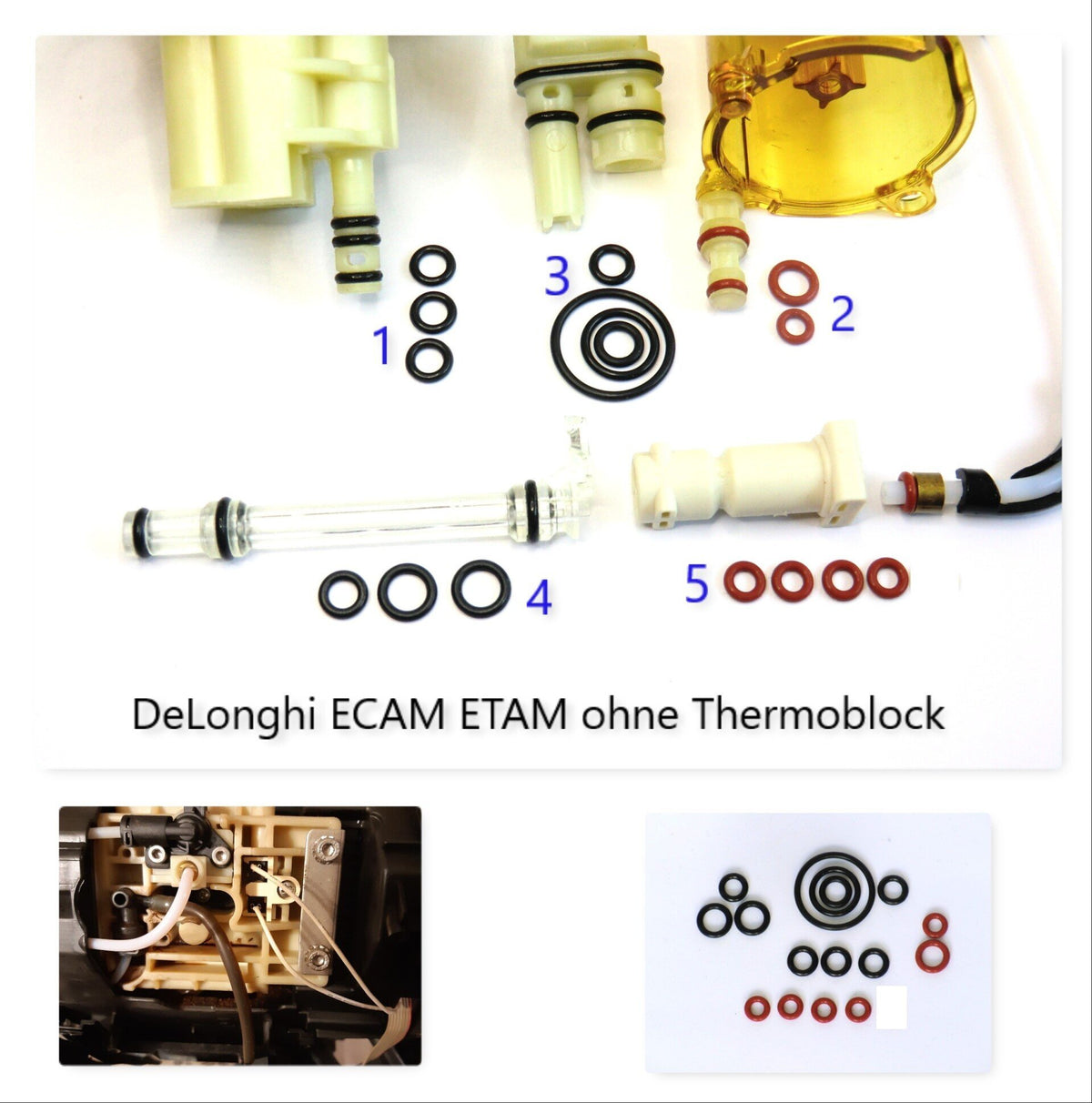 Delonghi ECAM ETAM AEG O-Ring SET Dichtungssatz Fett 3g Brühkolben Brühgruppe .Kolben ohne Thermoblock
