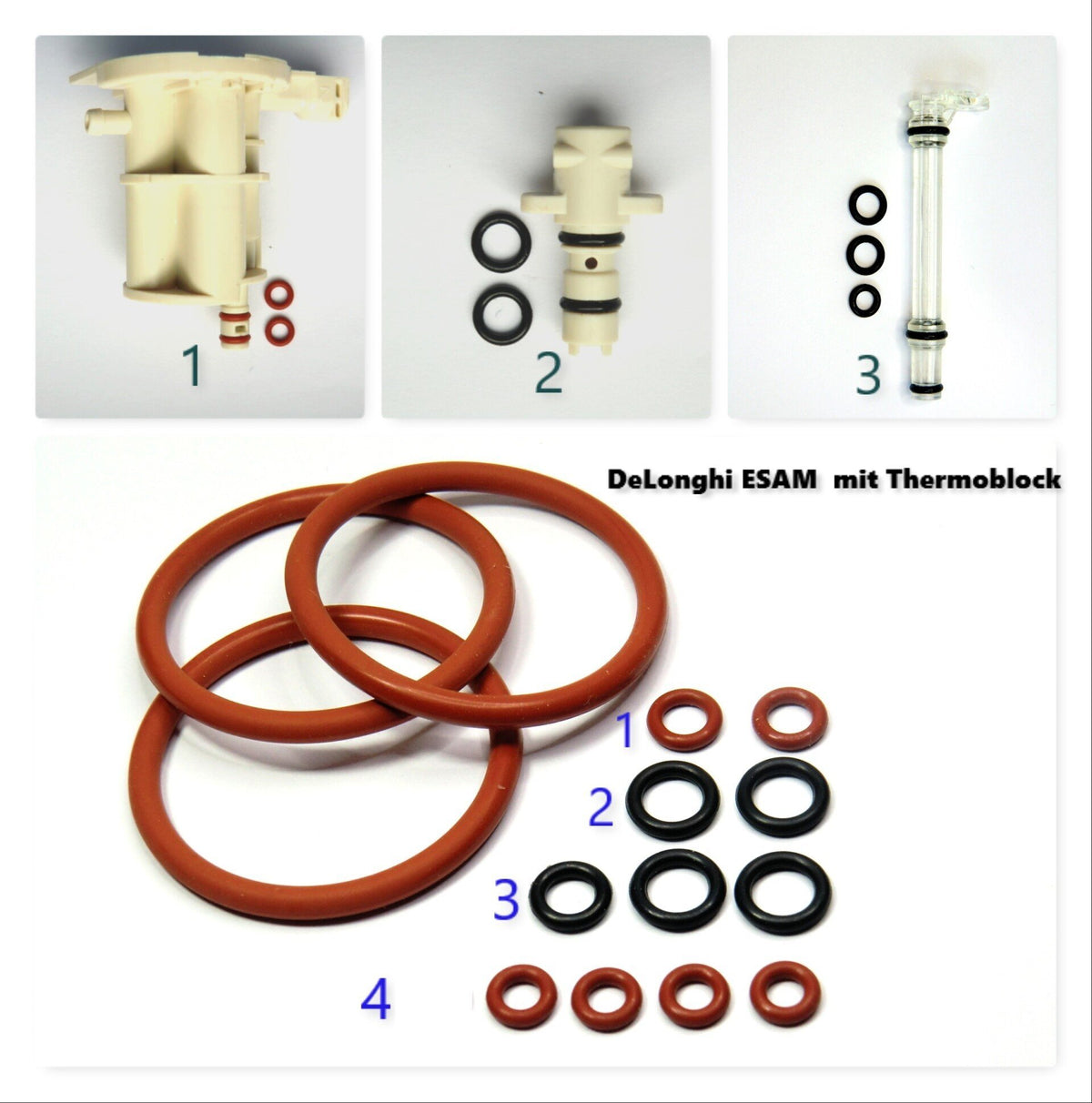 Delonghi ESAM AEG Dichtung SET Dichtungssatz O-Ring Brühkolben Brühgruppe .Kolben mit Thermoblock