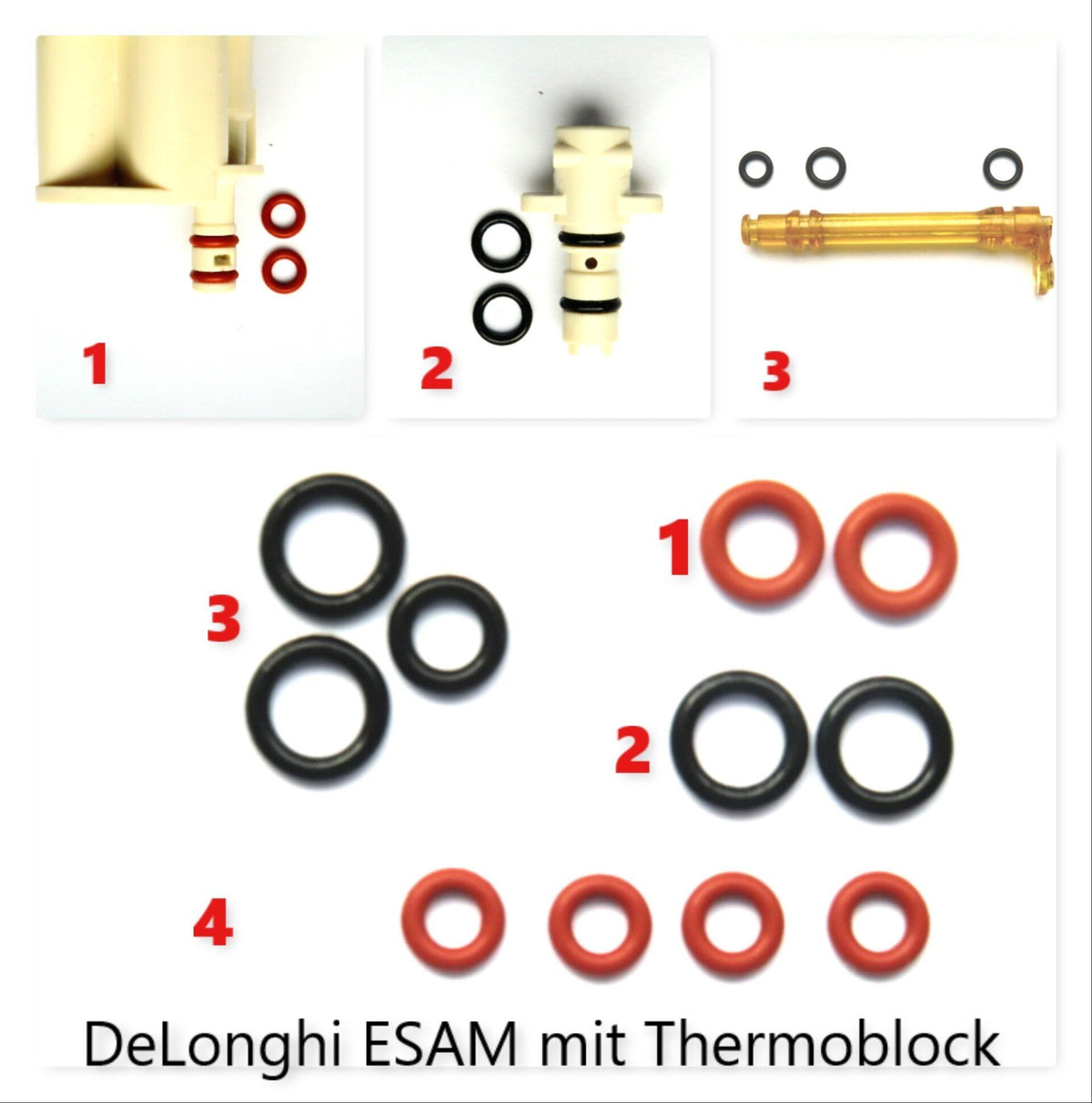 Delonghi ESAM AEG O-Ring SET  Dichtungssatz mit 3g Fett Brühkolben Brühgruppe .Kolben mit Thermoblock ESAM