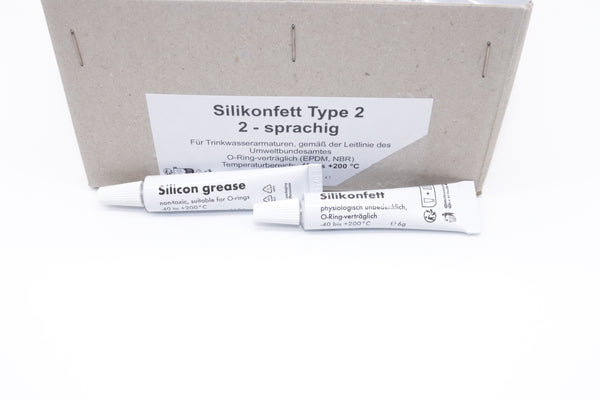 100x Stück Silikonfett Fett 6g Tube 2- Sprachig TYPE 2 für Kaffeevollautomat Armaturen Dichtung O-Ring Lebensmittelecht