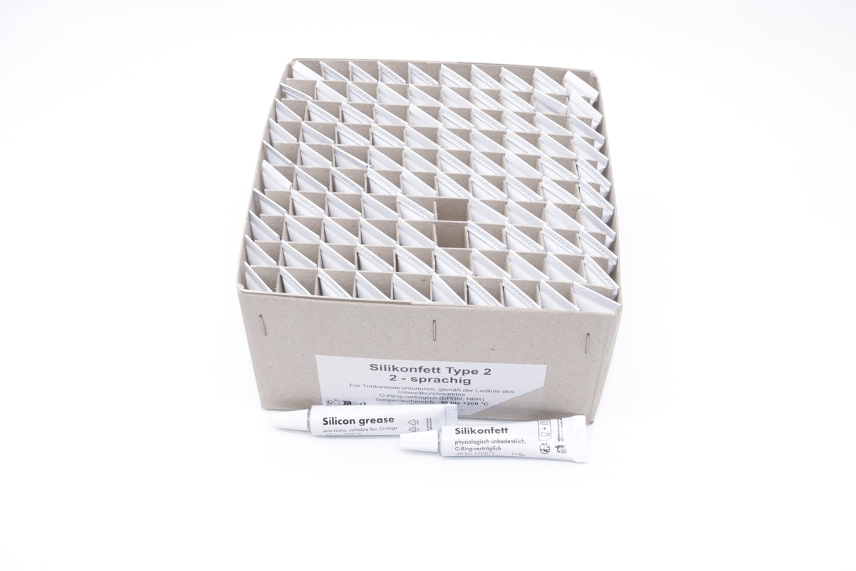 100x Stück Silikonfett Fett 6g Tube 2- Sprachig TYPE 2 für Kaffeevollautomat Armaturen Dichtung O-Ring Lebensmittelecht